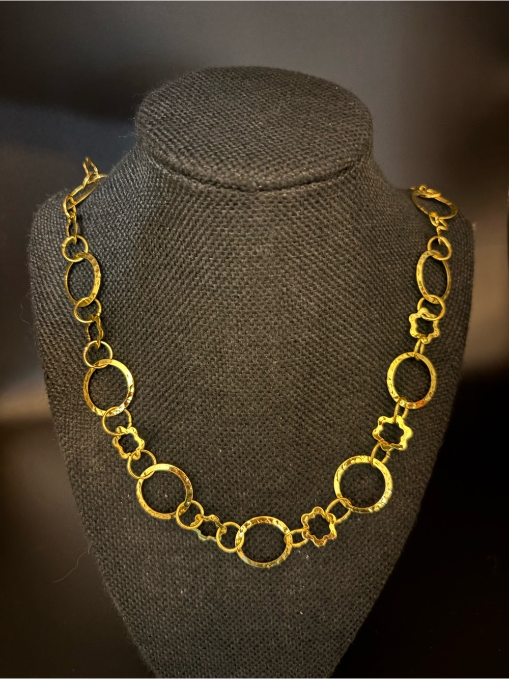 Gold Link Circle Necklace - Women Jewelry, NEW, 27”, Handmade